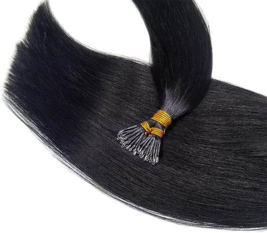 100g Nano Ring Hair Extensions Double Drawn Jet Black #1