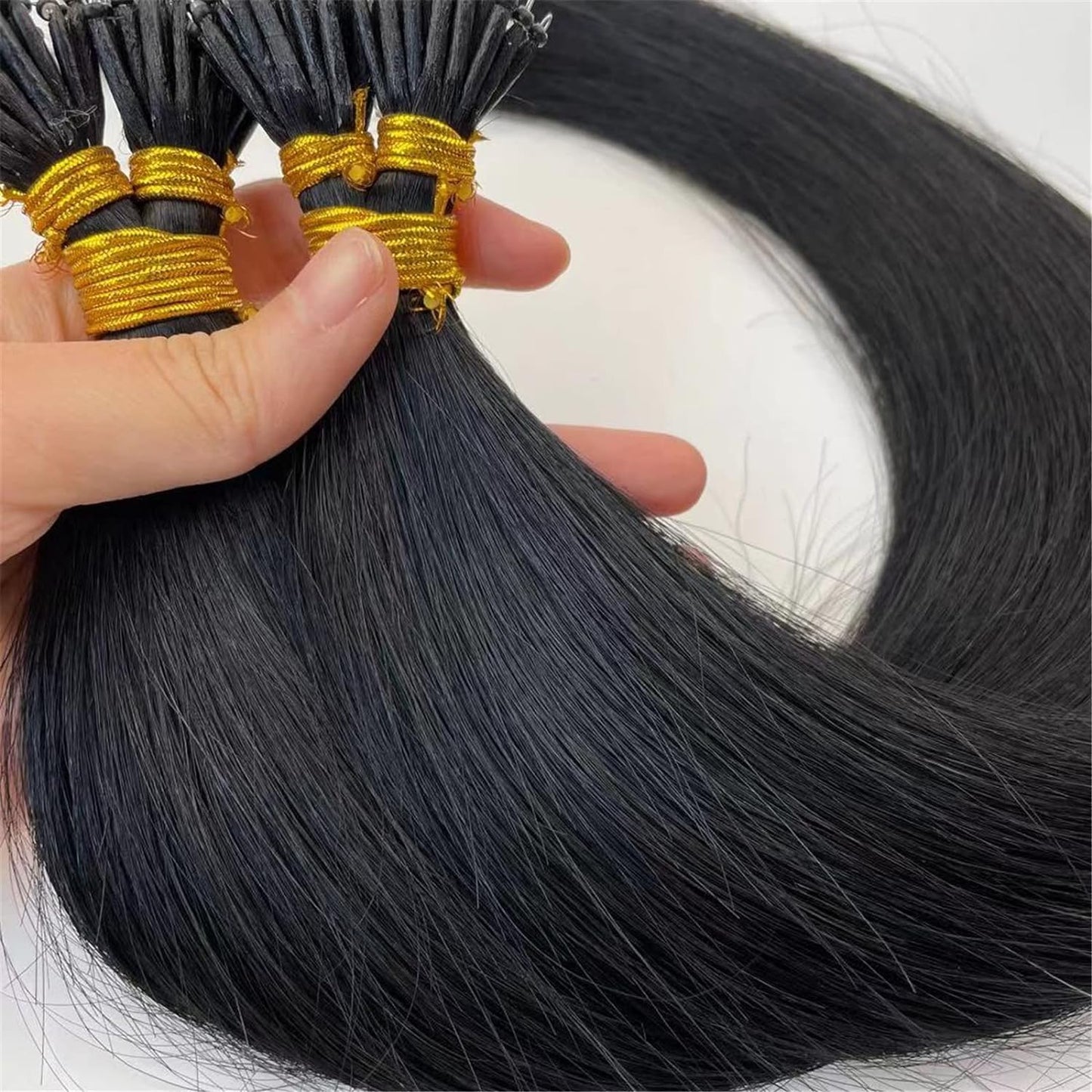 100g Nano Ring Hair Extensions Double Drawn Jet Black #1