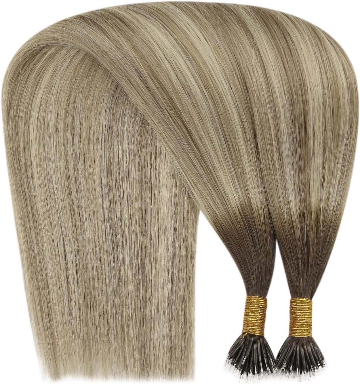 100g Nano Ring Hair Extensions Double Drawn Ash Brown #3/8/22