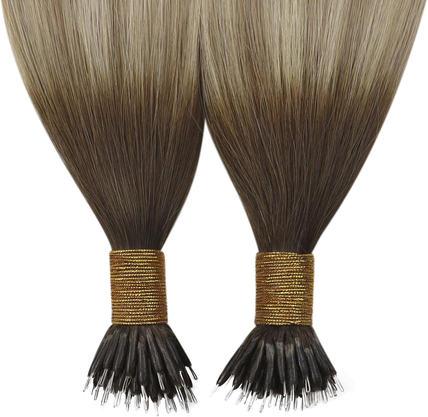 100g Nano Ring Hair Extensions Double Drawn Ash Brown #3/8/22