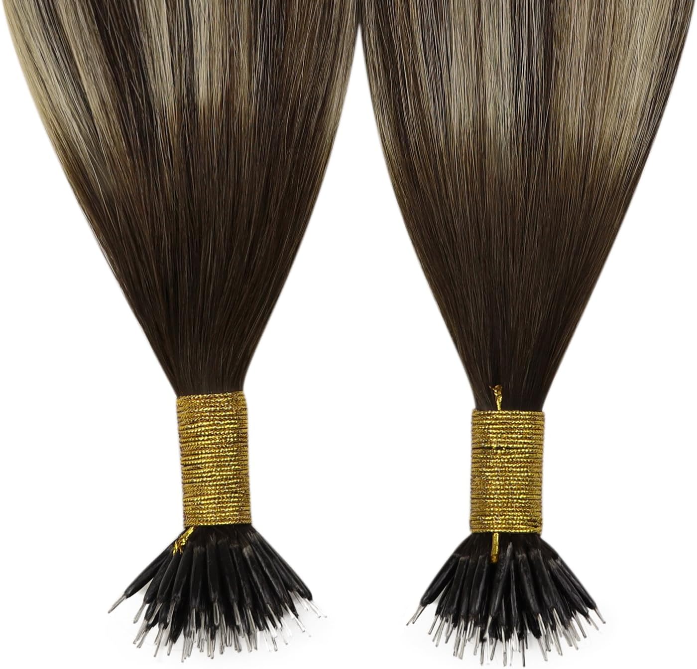 100g Nano Ring Hair Extensions Double Drawn Ash Brown #4/18/4