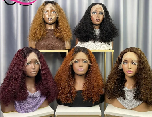 Pixie Curls collection Pre-bleached Knots HD Raw Hair Glueless Lace Wig 200% - 250% Density