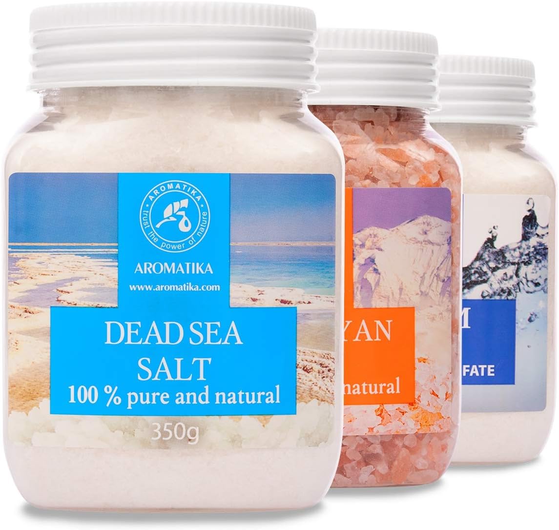 Bath Salts Set - Epsom Salt - Himalayan Pink Salt - Dead Sea Salt 100% Pure and Natural - Body Care