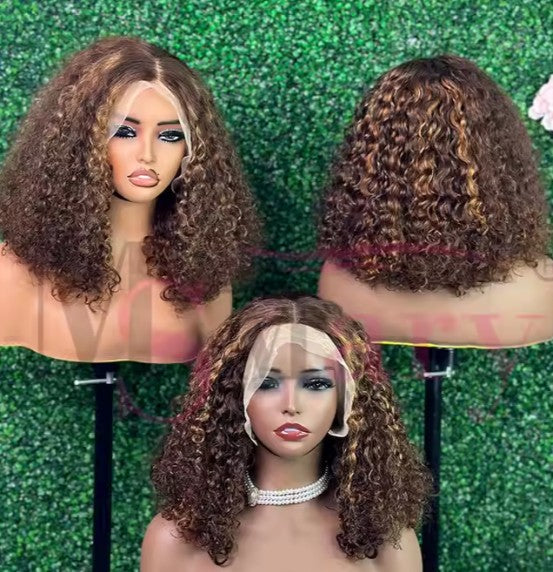 Remel Pixie Curls Pre-bleached Knots HD Raw Hair Glueless Lace Wig 200% - 250% Density