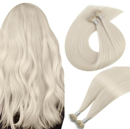 100g Nano Ring Hair Extensions Double Drawn Ice Blonde