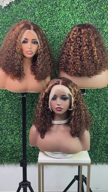 Remel Pixie Curls Pre-bleached Knots HD Raw Hair Glueless Lace Wig 200% - 250% Density