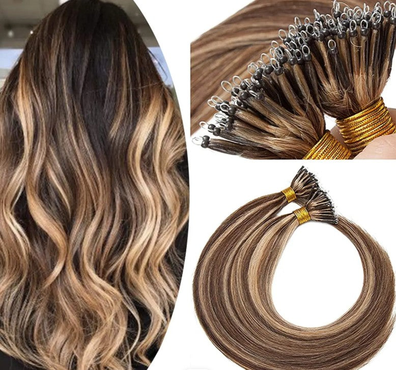 100g Nano Ring Hair Extensions Double Drawn #4/27