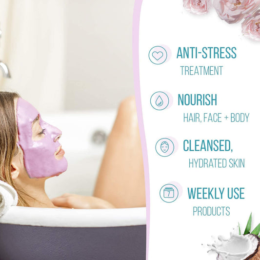 Pamper Hamper Gift Set - Contains a Variety of Peel-Off and Mud Face Masks, Hair Rescue Masque, Exfoliating Body Puff and Felt Gift Box