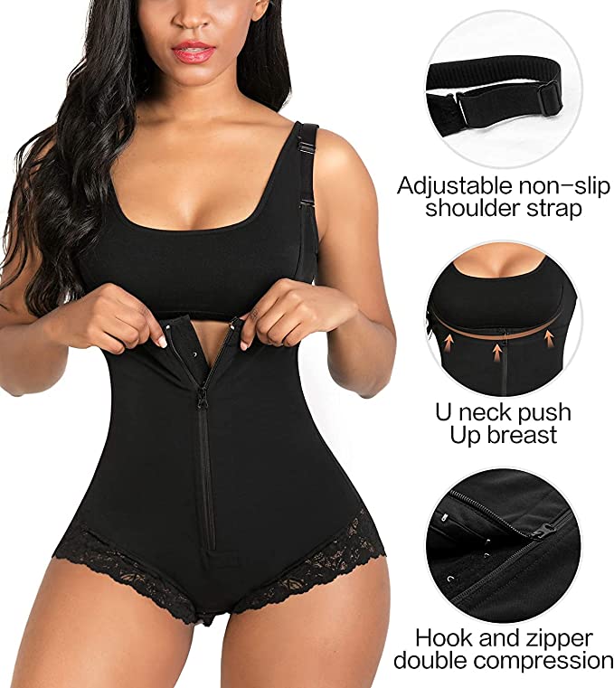 Fajas Colombianas Body Shaper Slimming Open Bust Bodysuit Firm Control Shapewear