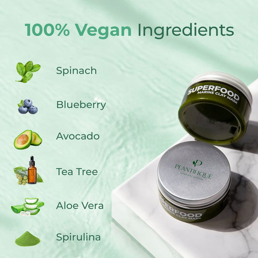 Facial Mask Clay Mask - 100% Vegan Face Mask with Avocado & Green Tea