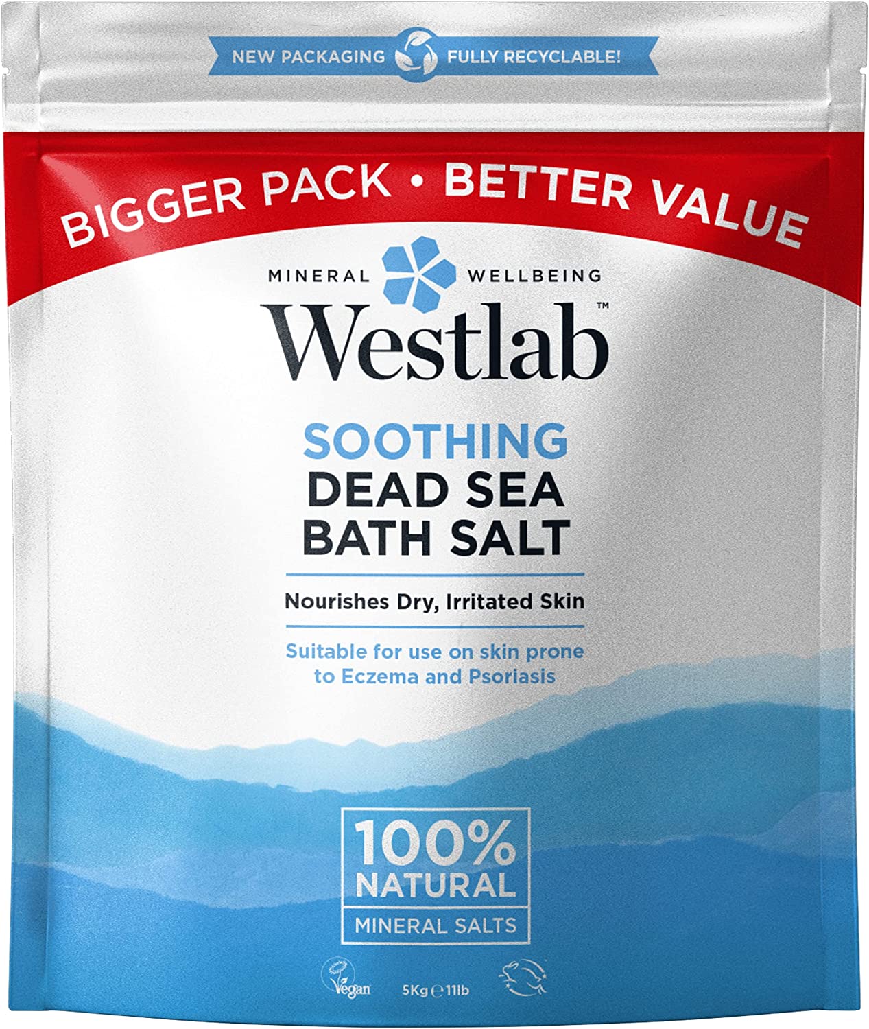 Dead Sea Salts 5kg | Rich in Magnesium, Calcium and Potassium | Pure and Unscented | Natural Mineral Salts