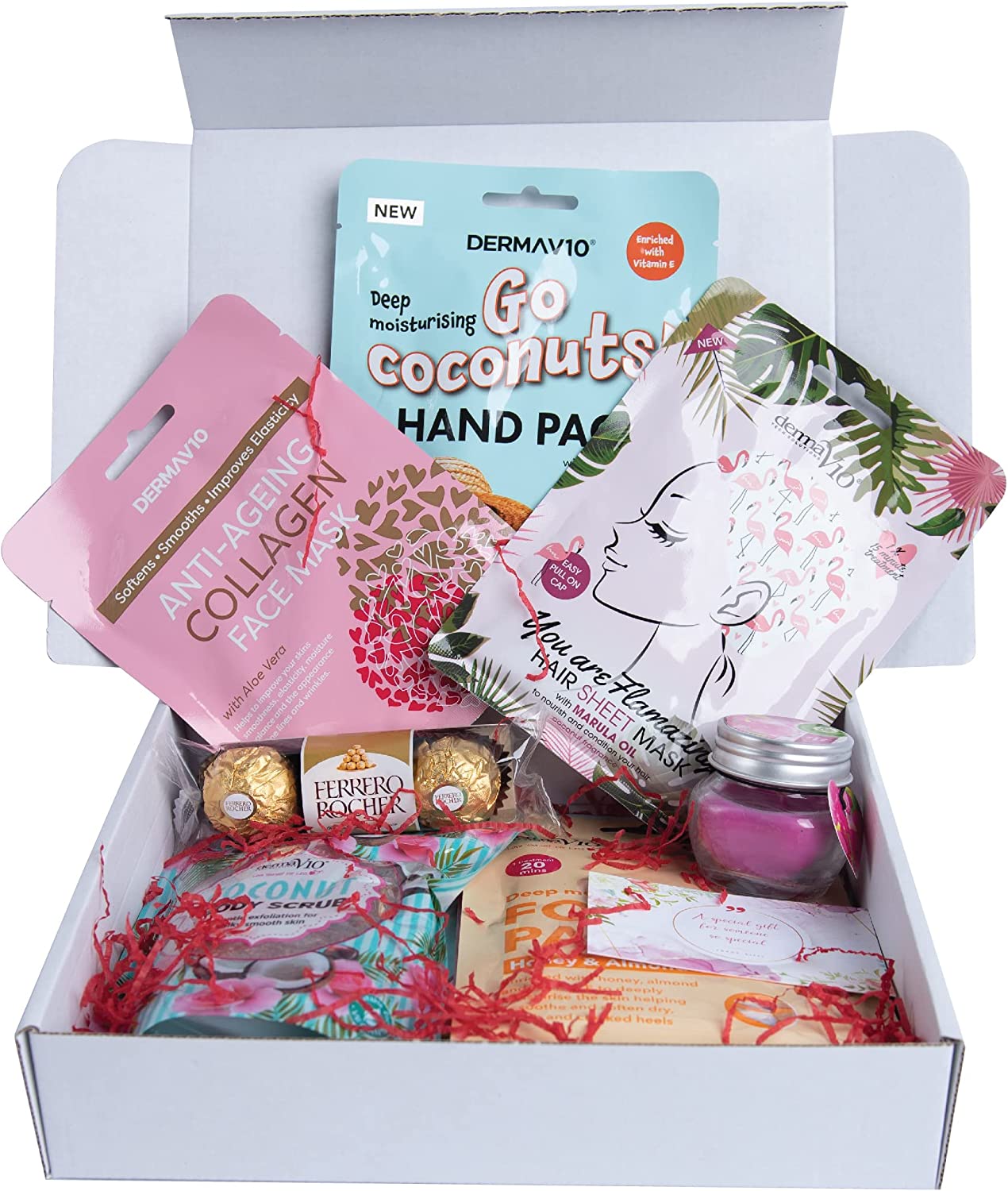 Pamper SPA Gift Set for Women - Head-to-Toe Treatment for HER, FACE MASK, Foot Pack, Hair MASK, Foot Pack, Body Scrub, Gift Set