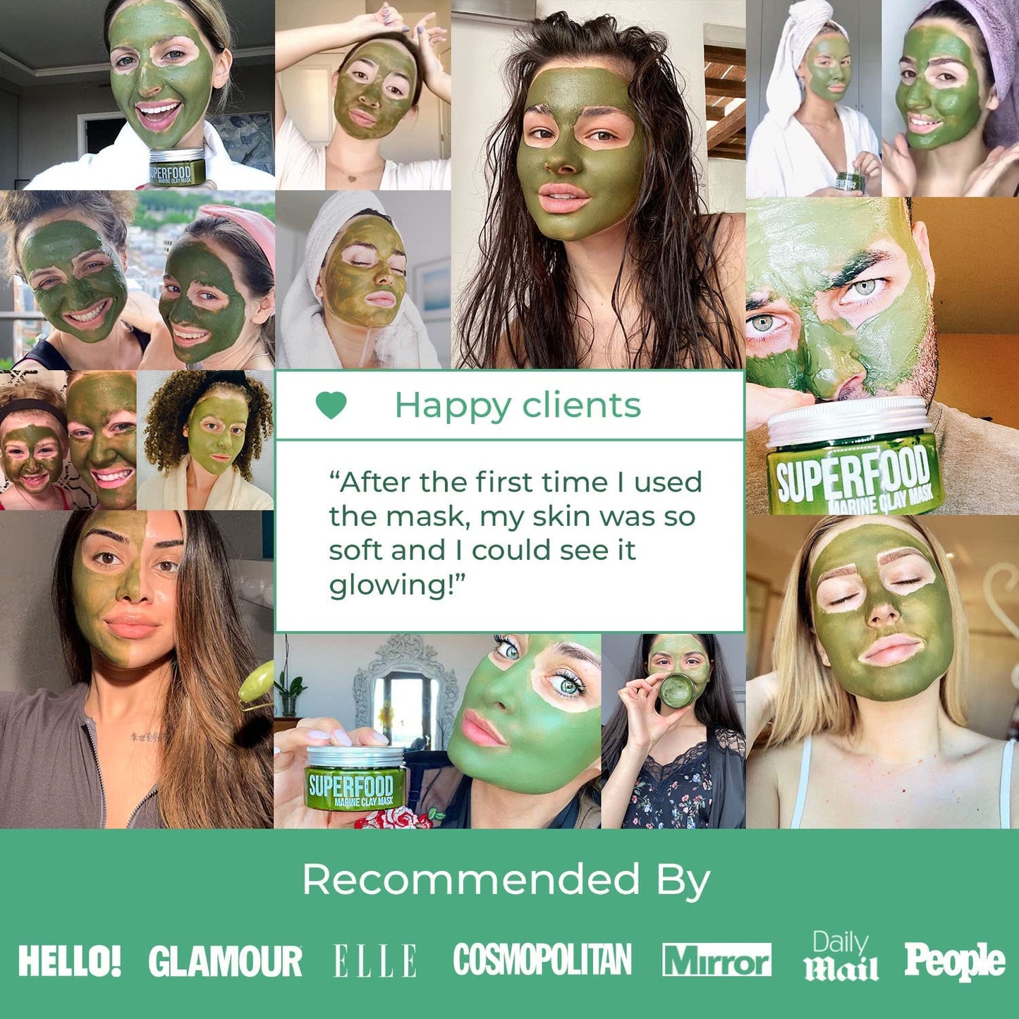 Facial Mask Clay Mask - 100% Vegan Face Mask with Avocado & Green Tea