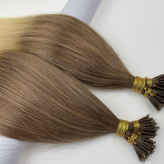 100g Nano Ring Hair Extensions Double Drawn  #T12/613 - Light Brown/Light Blonde Ombre