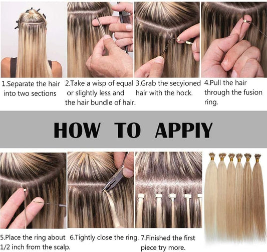 100g Nano Ring Hair Extensions Double Drawn  Ash Brown #8/60/8