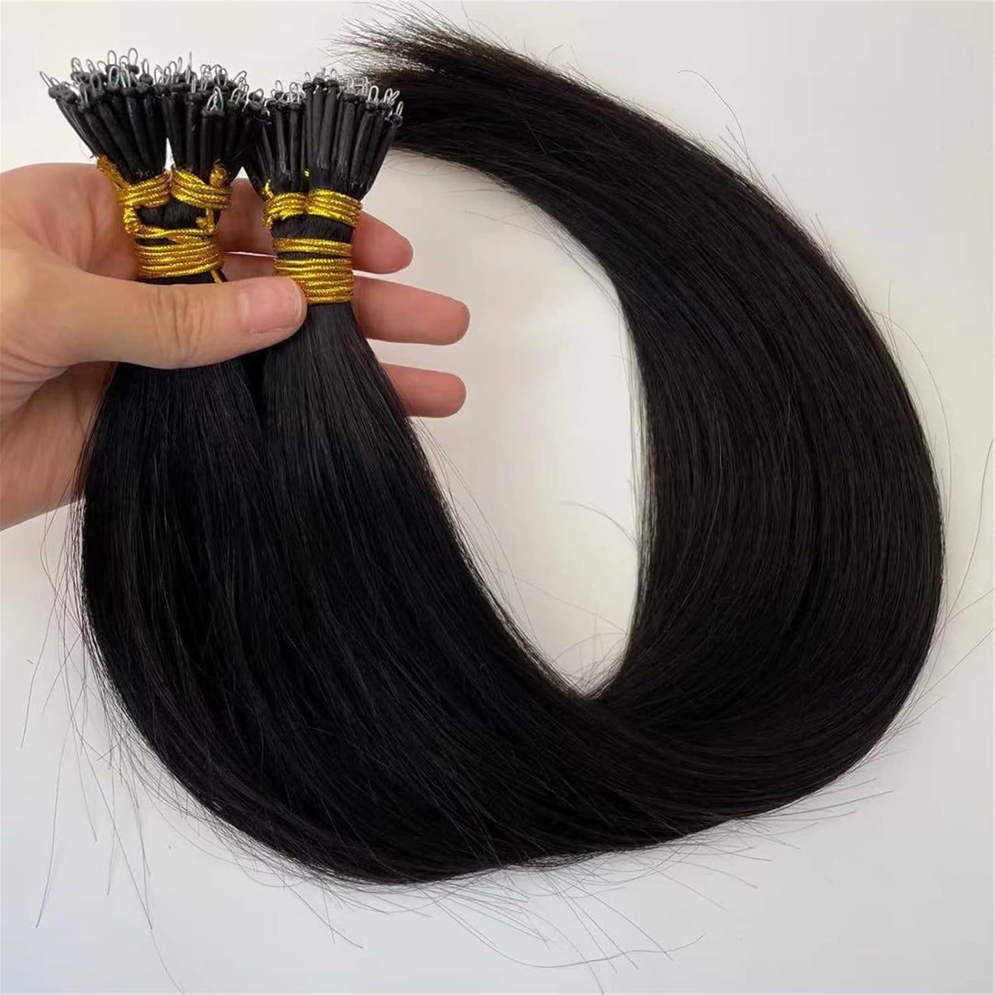 100g Nano Ring Hair Extensions Double Drawn  Natural Black #1B