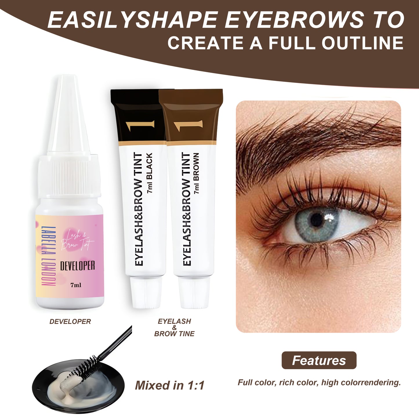Eyelash & Eyebrow Tint Kit, Black and Brown Tint Colour included