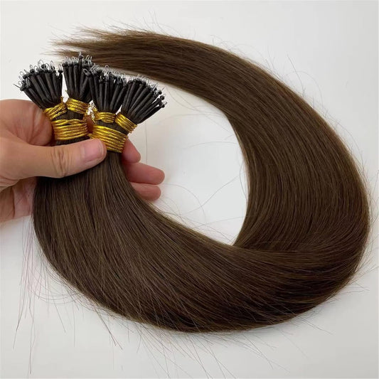 100g Nano Ring Hair Extensions Double Drawn  Chocolate Brown #4