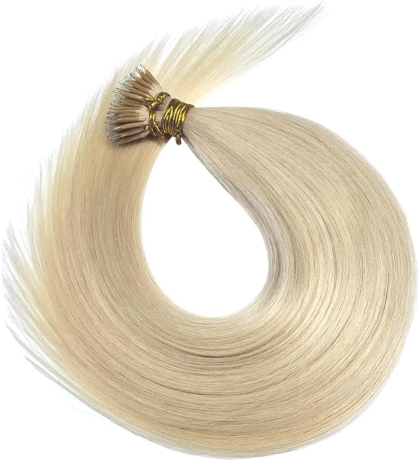 100g Nano Ring Hair Extensions Double Drawn White Blonde #60