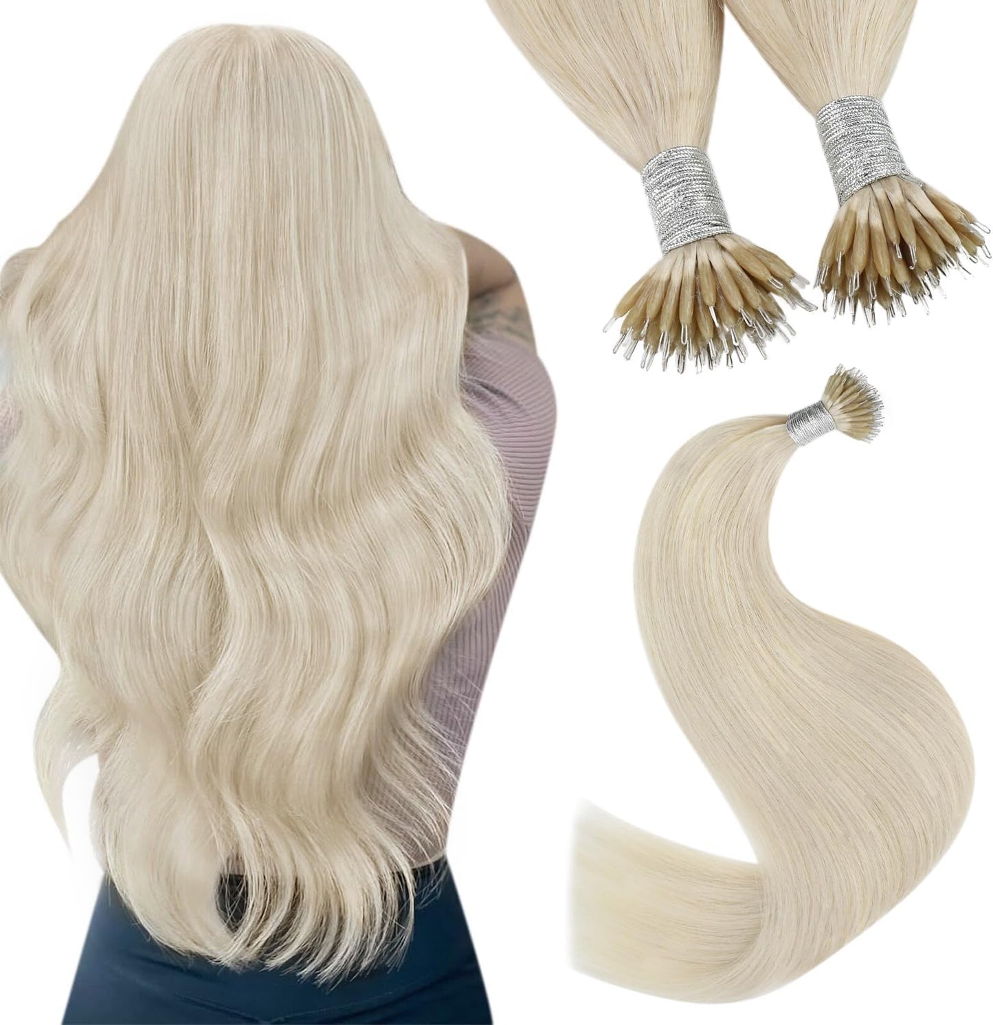 100g Nano Ring Hair Extensions Double Drawn #60A