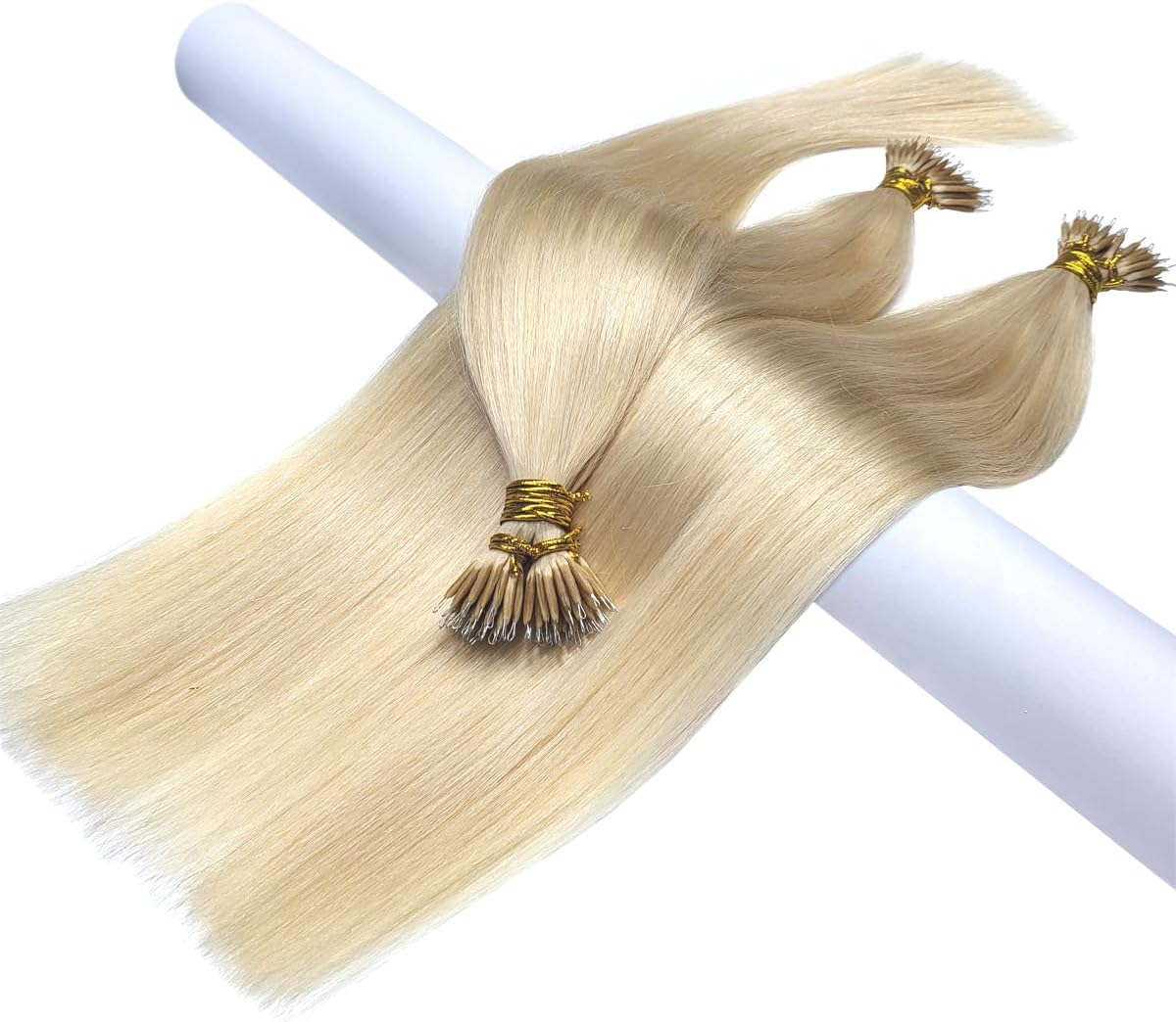 100g Nano Ring Hair Extensions Double Drawn White Blonde #60