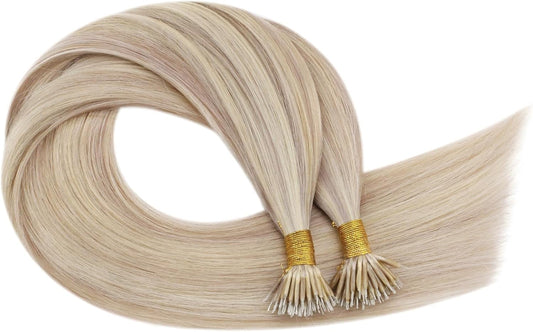 100g Nano Ring Hair Extensions Double Drawn  Caramel Brown  #18/613