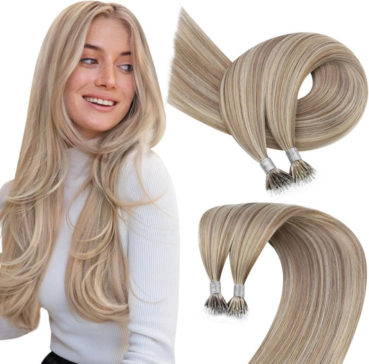 100g Nano Ring Hair Extensions Double Drawn  Ash Brown #8/60/8