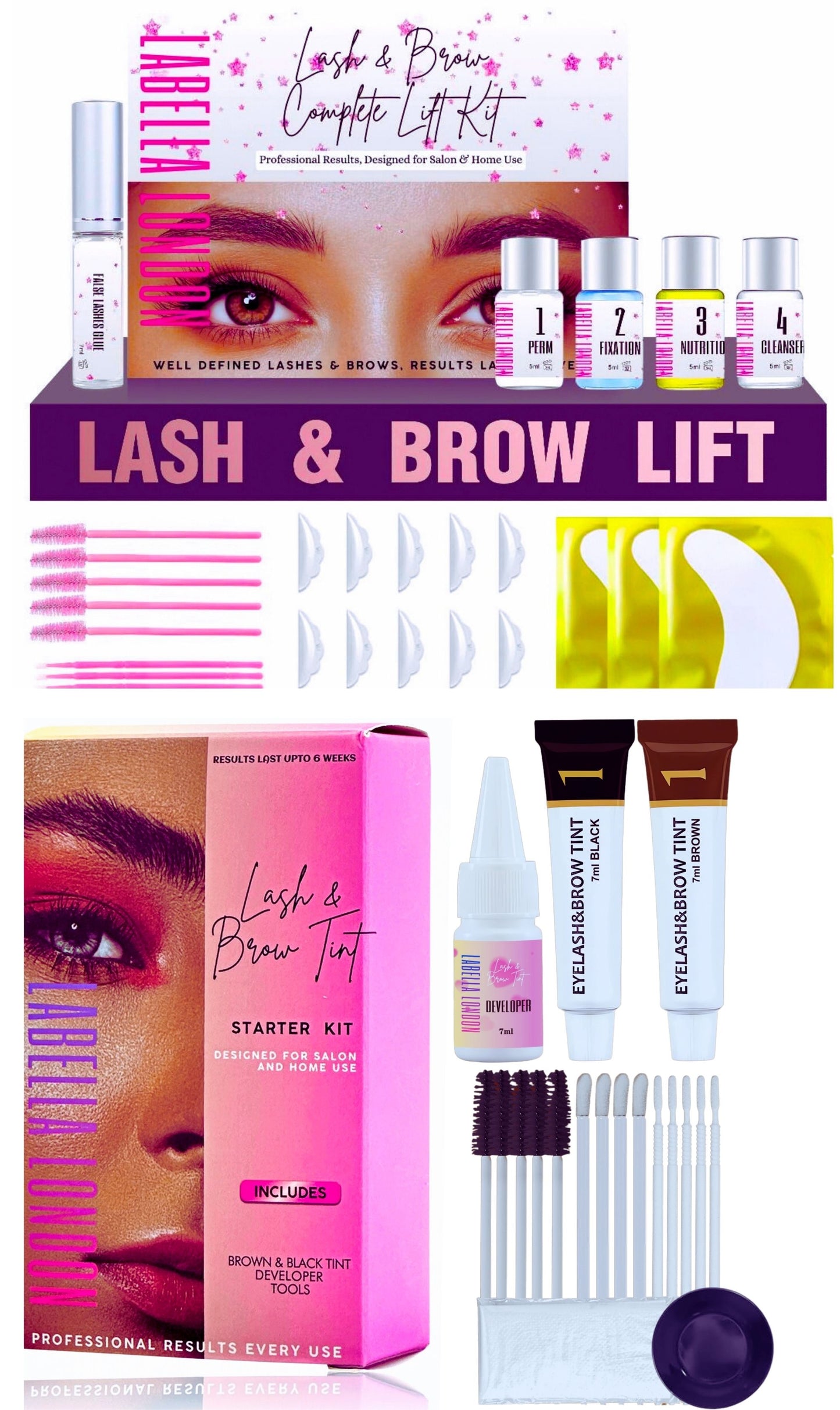 Pro Lash Lift Kit and Black and brown Lash and Brow Tint Kit