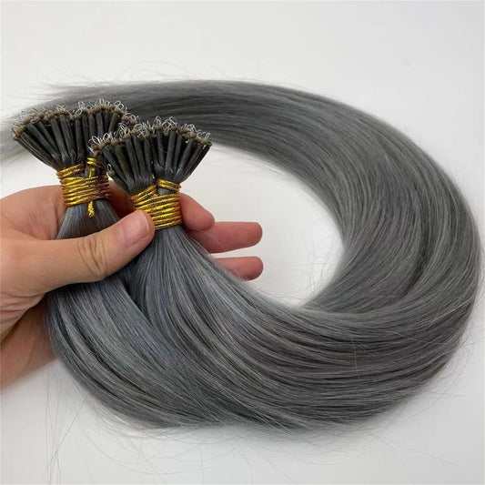 100g Nano Ring Hair Extensions Double Drawn #grey