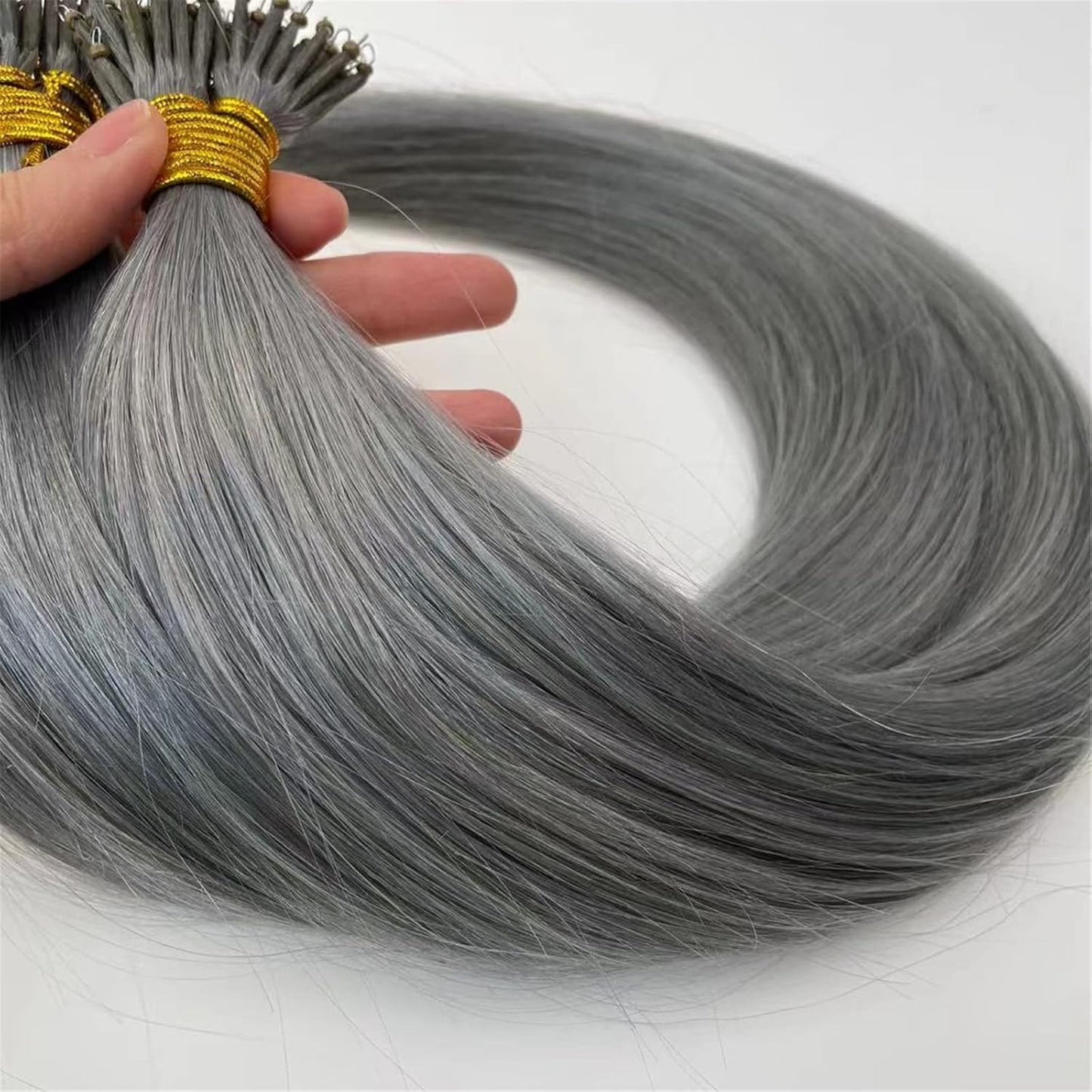 100g Nano Ring Hair Extensions Double Drawn #grey