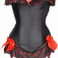 Gothic Satin Lace up Boned Bustier Corset - Red and Black