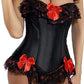 Gothic Satin Lace up Boned Bustier Corset - Red and Black