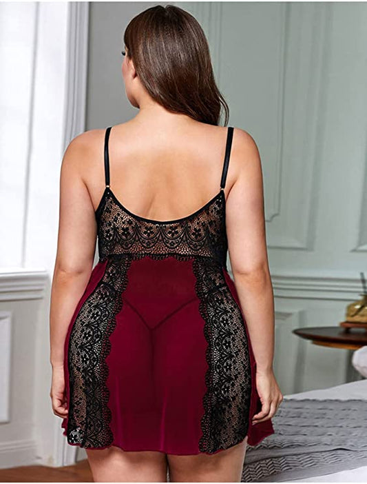 Lacey Plus Size Babydoll Lace Chemise
