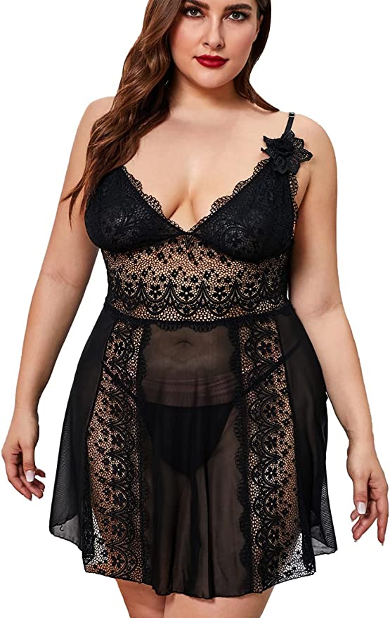 Lacey Plus Size Babydoll Lace Chemise