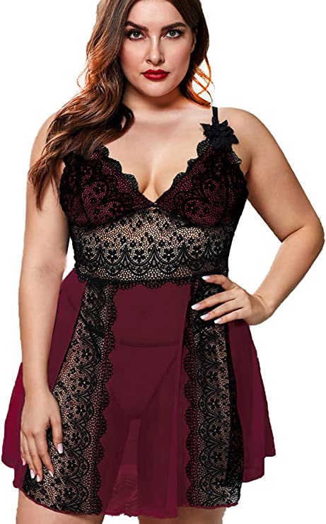 Lacey Plus Size Babydoll Lace Chemise